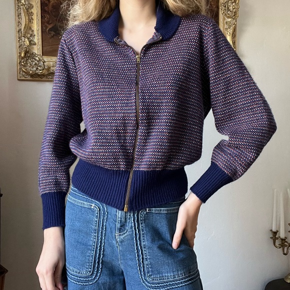 1970’s striped zip up jacket sweater by Charlie’s Girls - Picture 1 of 5